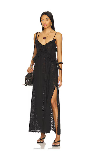 Lux Lisbon Lace Strappy Maxi Dress in Onyx | Revolve Clothing (Global)