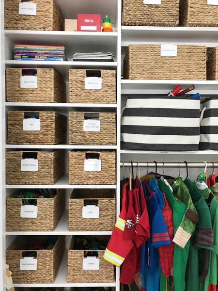 I love organizing, playrooms, and make sure in the process the containment can stand up to a lot of love and little hands. These rugby striped bins can handle pretty much anything, and they are currently on sale! They are also very cute! They come in the black stripe, you see here as well as a navy stripe.

#LTKfamily #LTKsalealert #LTKkids