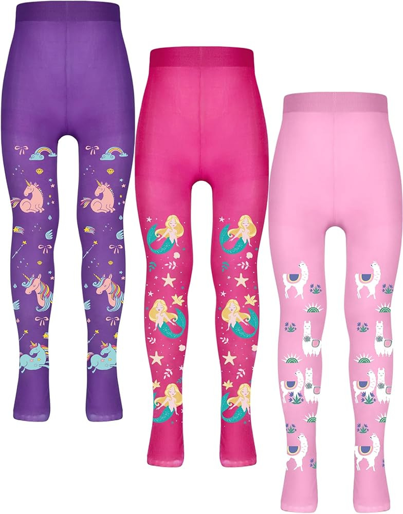 Bencailor 3 Pairs Girls Pantyhose Tights for Dance little girls printed leggings Seamless Soft St... | Amazon (US)