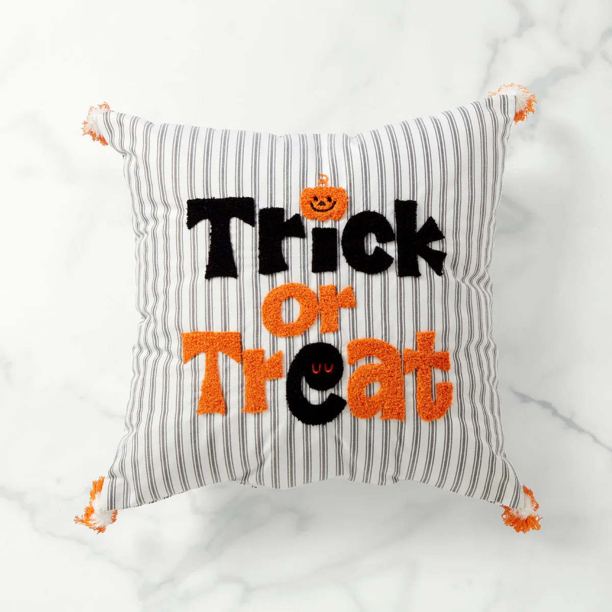 Trick or Treat 18x18 Striped Halloween Pillow | Lenox