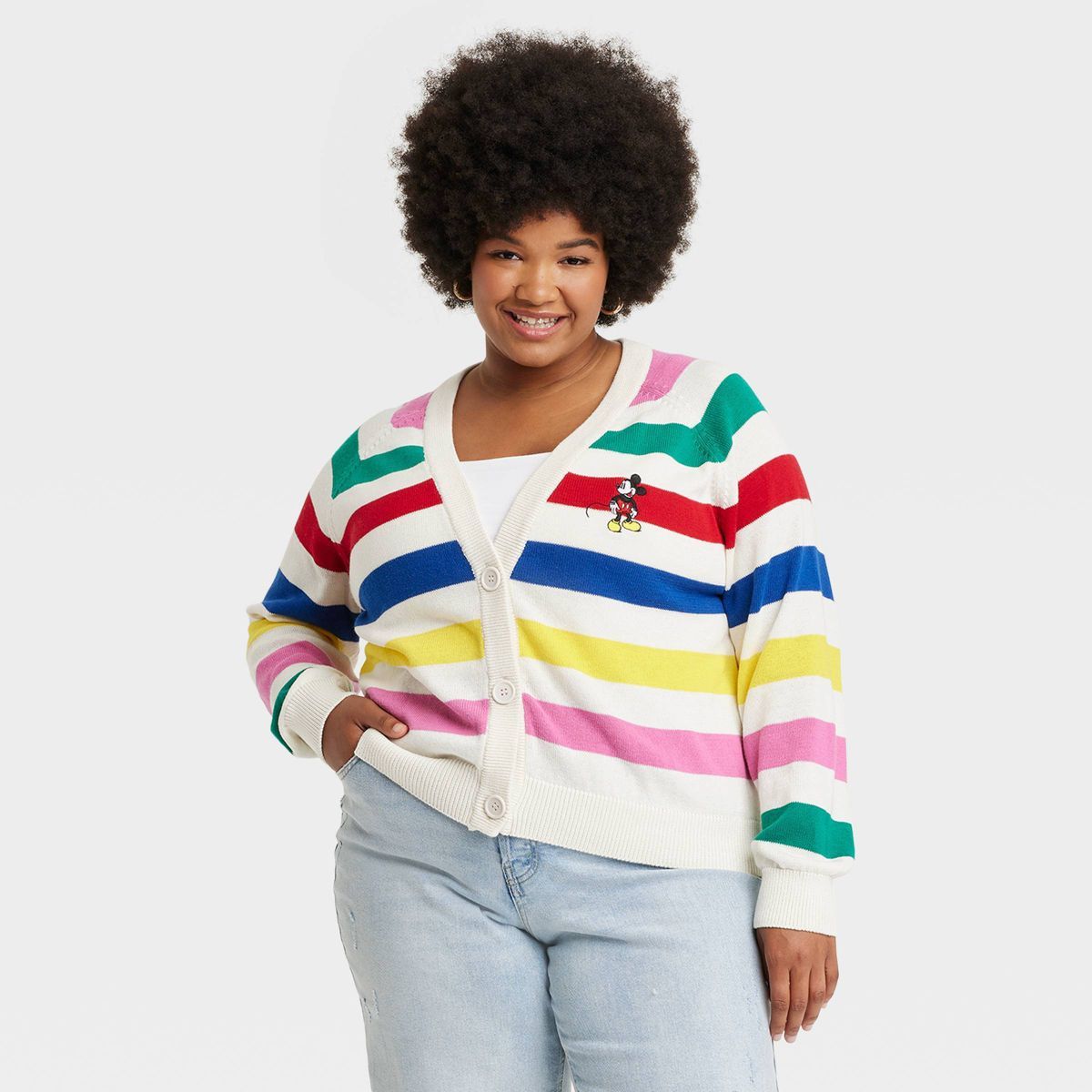 Women's Disney 100 Striped Graphic Cardigan - 1X | Target