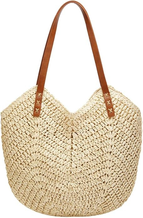 Summer Casual Straw Tote Bag Large Capacity Woven Shoulder Handbag for Summer Beach Vocation | Amazon (US)