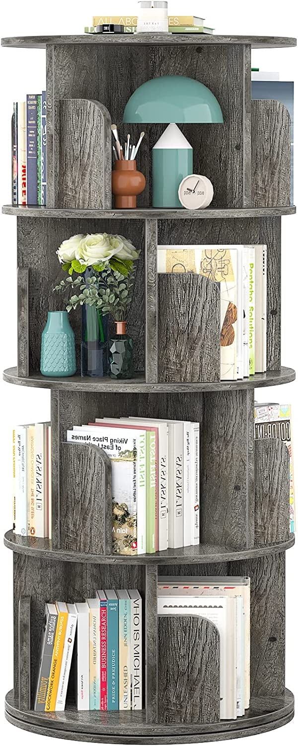 Homieasy Rotating Bookshelf, 360 Display Corner Bookshelf for Small Space, 4 Tier Floor Standing ... | Walmart (US)