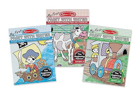 Melissa & Doug My First Paint With Water Activity Books Set - Animals, Vehicles, and Pirates | Amazon (US)