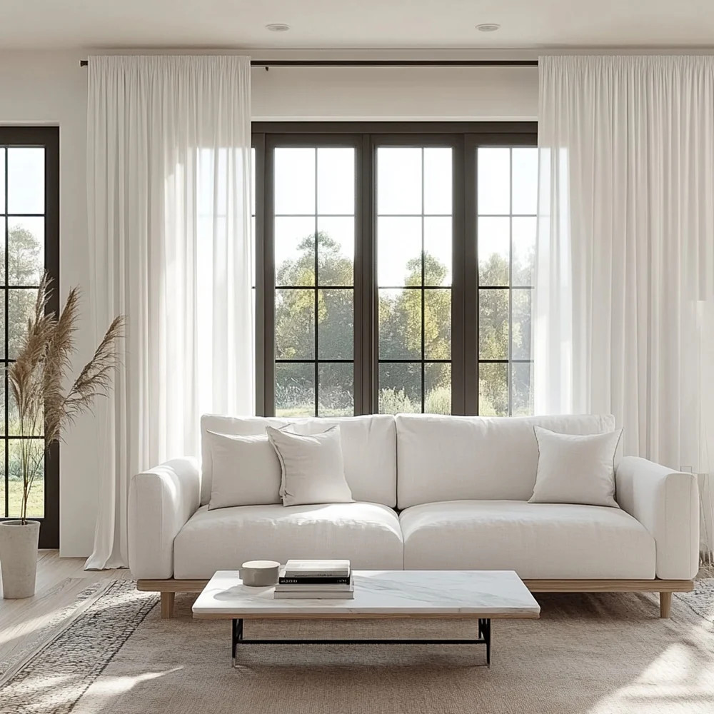 Flow White Semi Sheer Custom Curtains | IXA Curtains