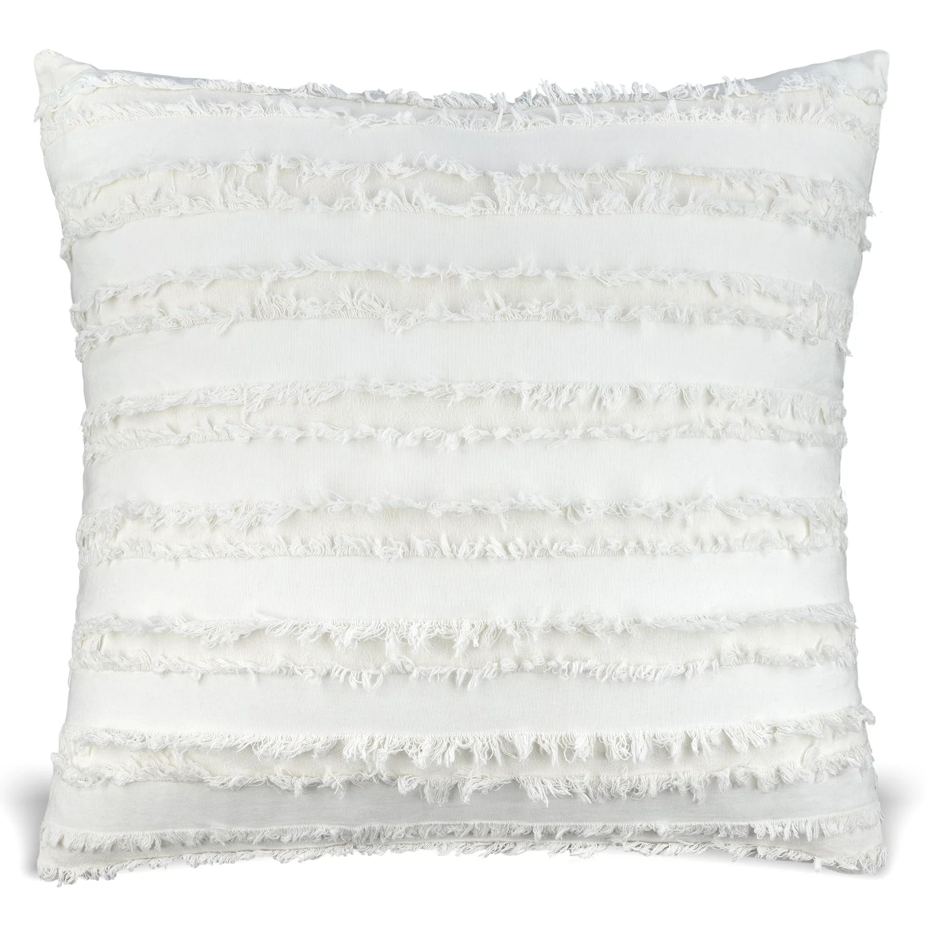 MAUBY HOME Solid Cotton Washed & Frayed Cream Boho Square Pillow, Throw Pillow Cover for Bedroom ... | Walmart (US)