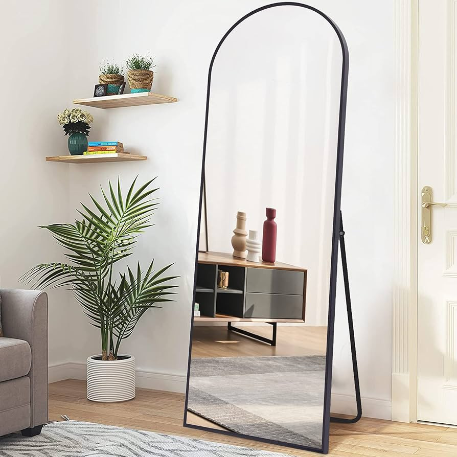 COFENY Full Length Mirror, 64" x 21" Arched Mirror Full Length Black Floor Wall Mirror Standing, ... | Amazon (US)