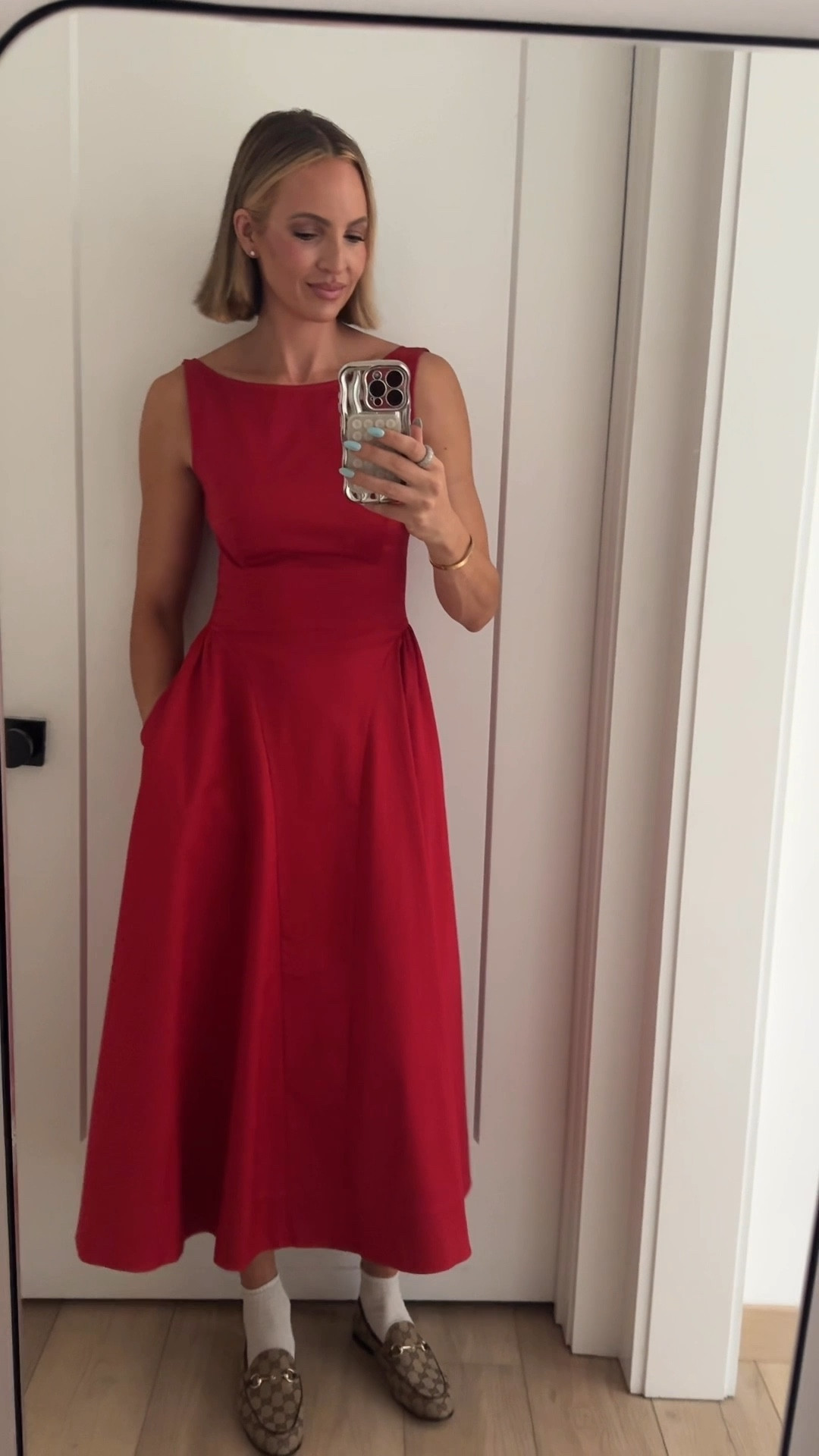 Gosh this dress is a stunner. It’s so Audrey Hepburn. Just so classic and chic. I feel like I need one of those long classy cigarettes with it😜 or at least a martini 🍸wearing a small. Loved pairing it with these Gucci loafers. They run a tad narrow fyi but I also have wider feet.

#LTKParties #LTKWedding #LTKStyleTip