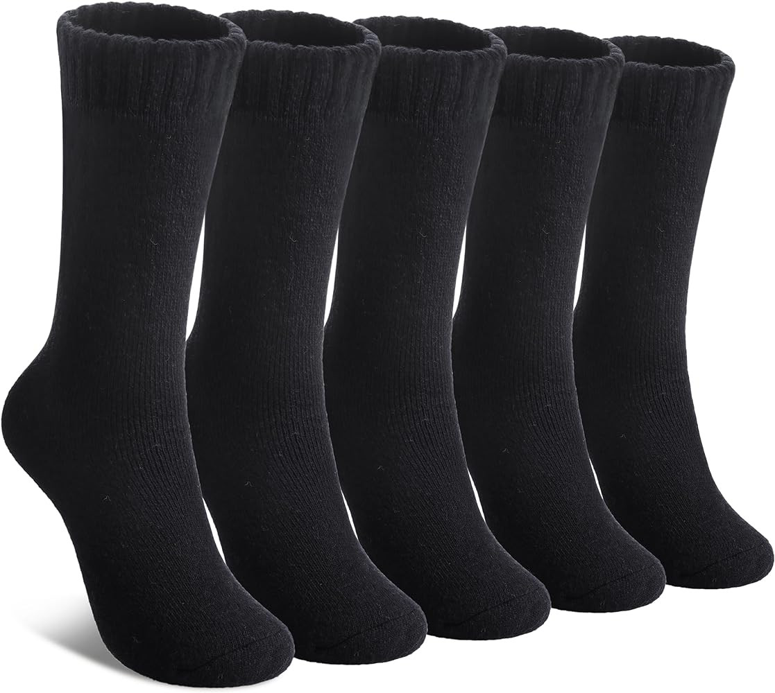 LINEMIN Wool Socks for Women Winter Warm Hiking Thick Warm Cozy Boot Crew Gift Socks 5 Pairs | Amazon (US)