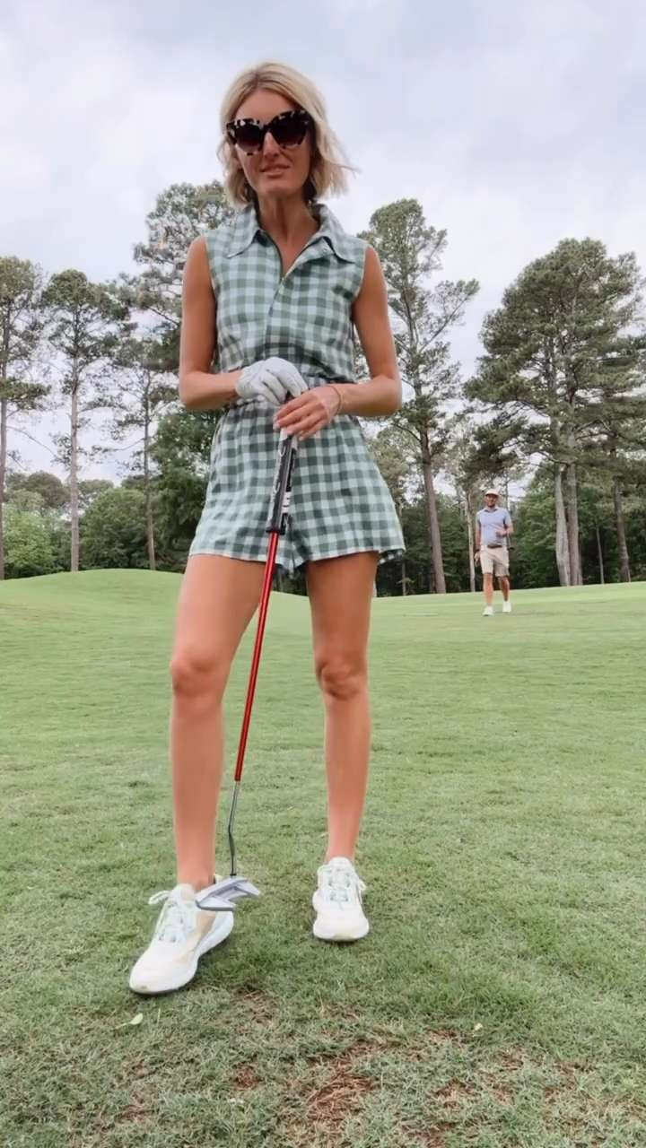 This romper is back in stock on Shopbop! Highly recommend Byrdie Golf wear if you like to golf! They have so many cute active pieces!

Loverly Grey, golf wear, womens golf outfit, master's tournament outfit, gingham, romper, golf outfit 

 #LTKActive
