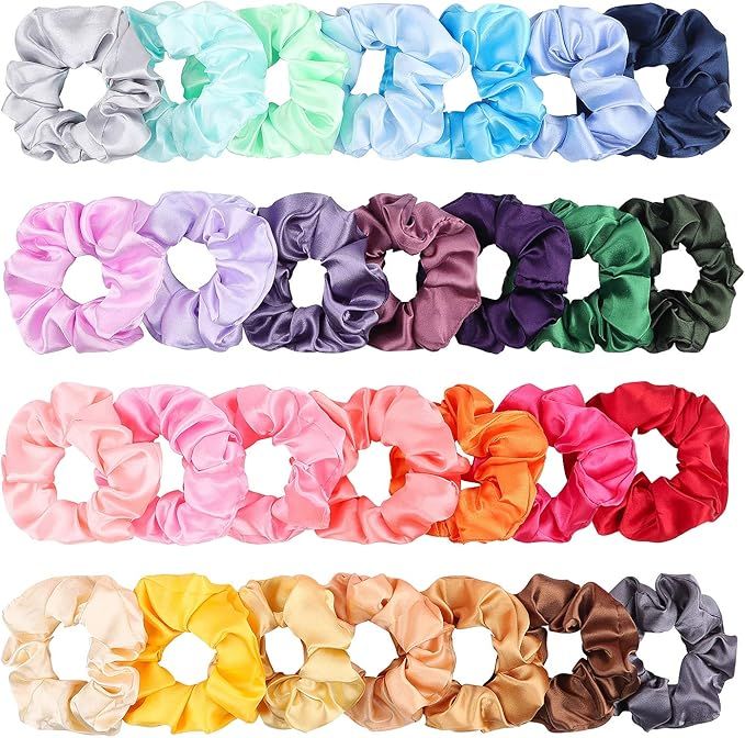 WATINC 28Pcs Silk Satin Hair Scrunchies Set for Women Strong Elastic Hair Bobbles for Ponytail Ho... | Amazon (CA)