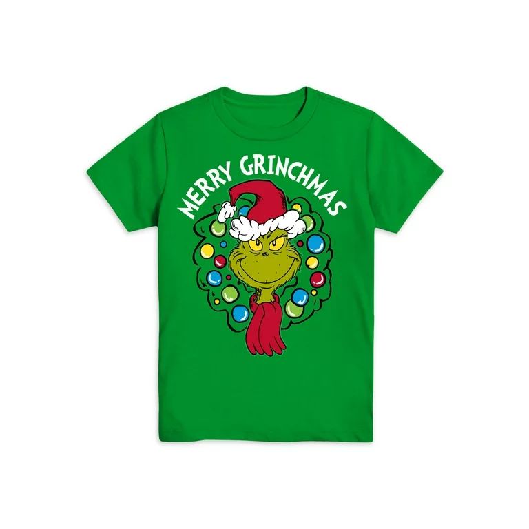 Dr. Seuss The Grinch Boys Holiday Graphic Crew Neck Short Sleeve T-shirt, Size 4-18 | Walmart (US)