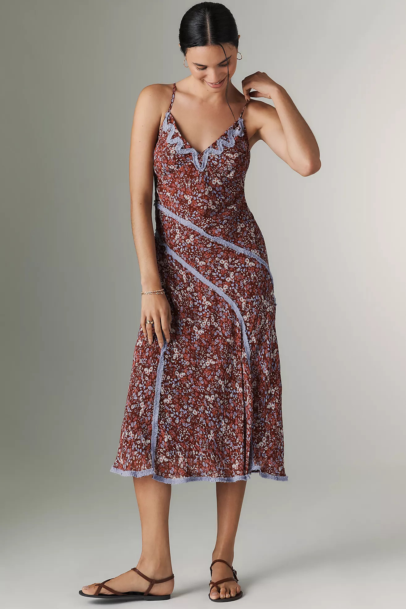 By Anthropologie Sleeveless Appliqué Slip Midi Dress | Anthropologie (US)