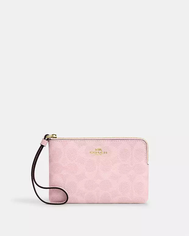 Corner Zip Wristlet In Signature Canvas | Coach Outlet US