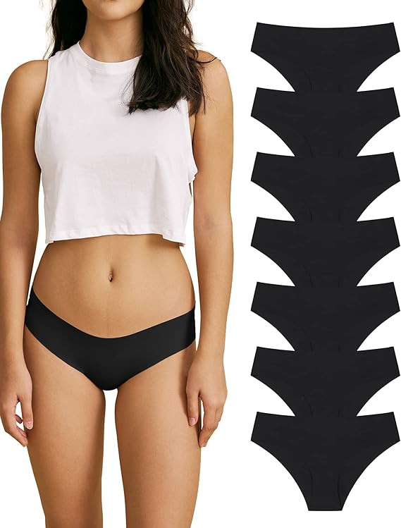 SHARICCA Women Seamless Cheeky Bikini No Show Panties Ladies Invisible Breathable Briefs Soft Str... | Amazon (US)