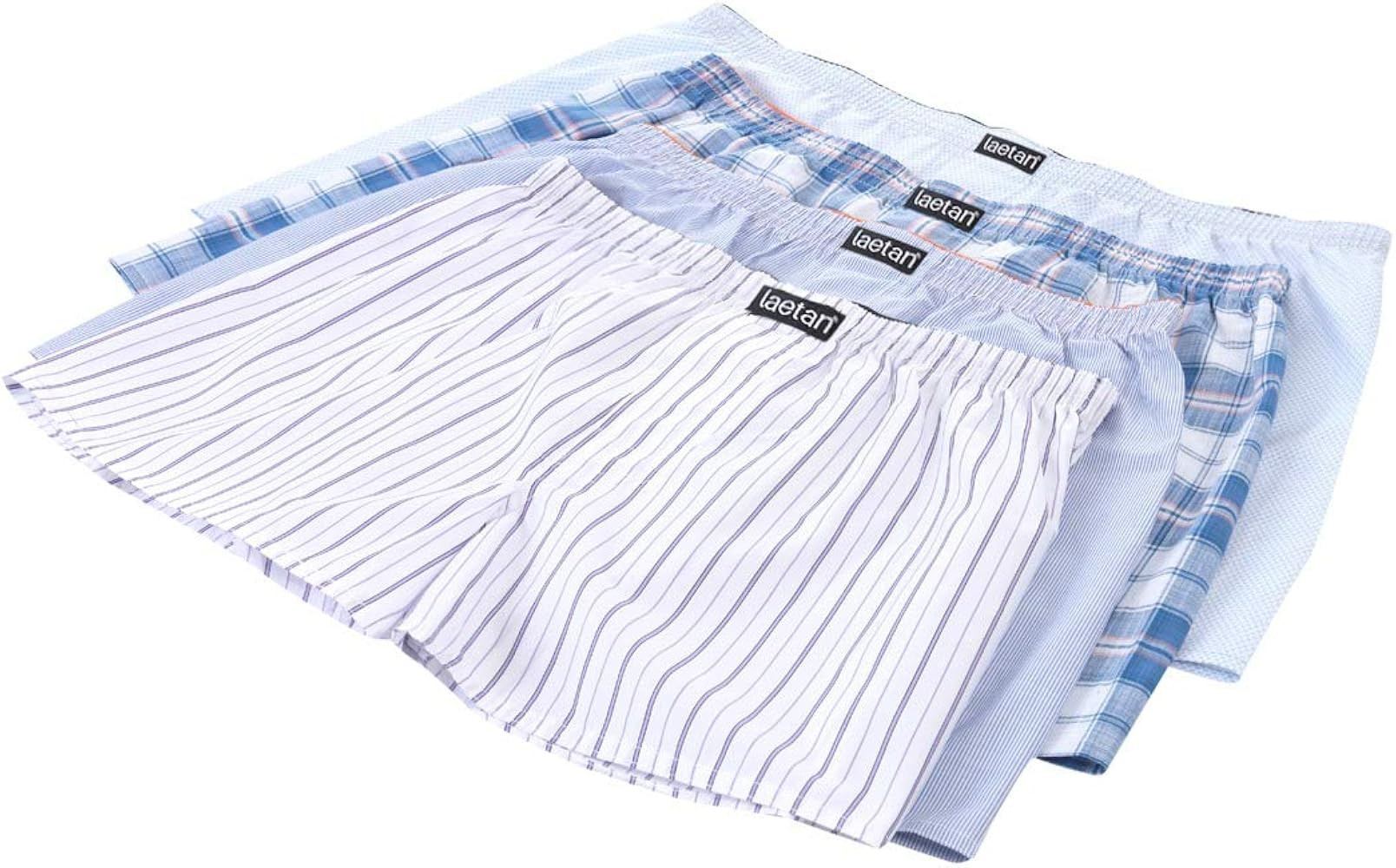 LAETAN Mens Boxer Shorts, Mens Underwear Cotton Woven Boxer Short | Amazon (US)