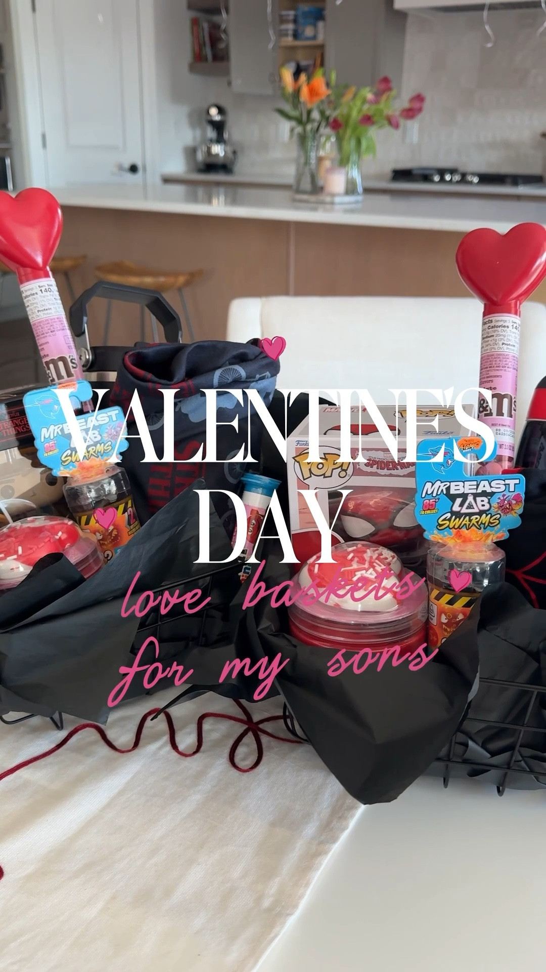 Valentine’s Day love baskets for my sons. They’re 9 and 5 years old  