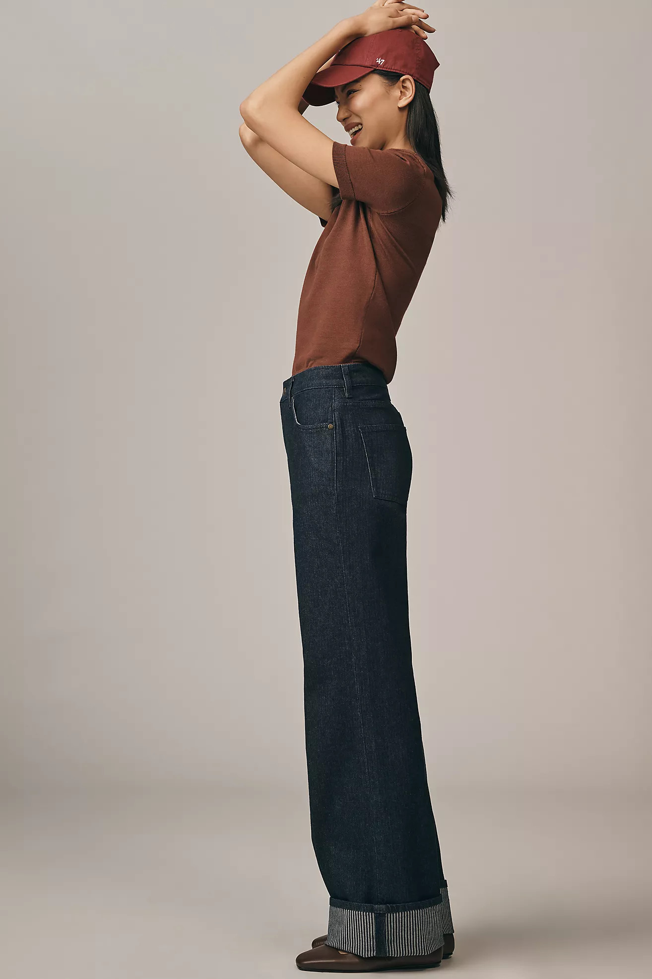 Pilcro High-Rise Wide-Leg Cuff Jeans | Anthropologie (US)