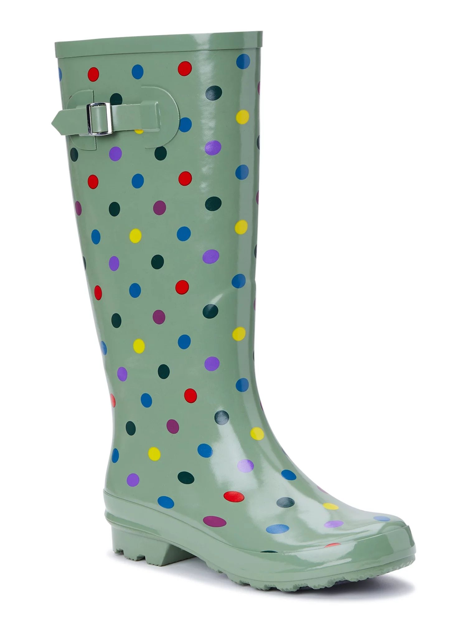 Time and Tru Women's Polka Dot Buckle Rain Boots | Walmart (US)