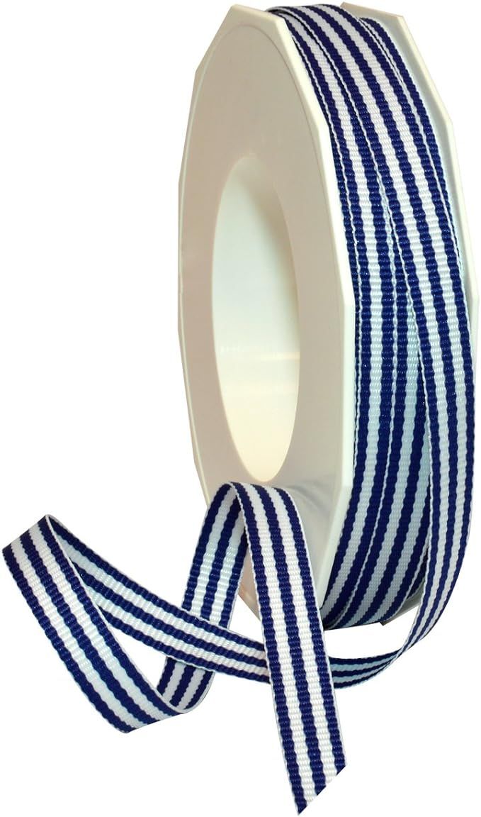 Morex Ribbon Polyester Grosgrain Striped Decorative Ribbon, 20 Yard", Royal Blue, 3/8 in | Amazon (US)