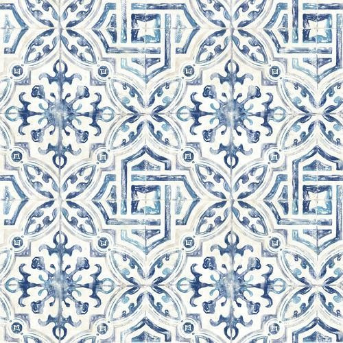 Brewster Sonoma Navy Spanish Tile Wallpaper | DecoratorsBest