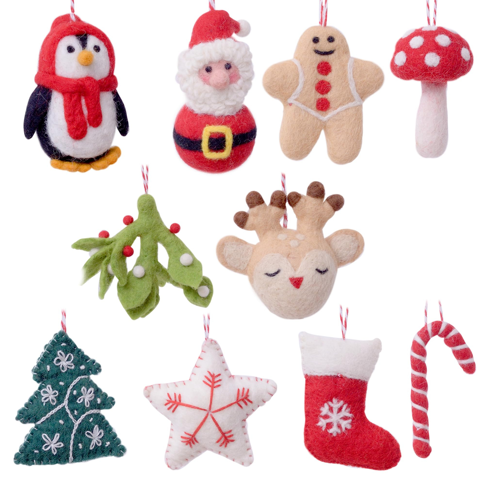 GLACIART ONE Wool Felt Christmas Ornaments Set of 10 | for Christmas Tree Decorations, Hanging Ga... | Amazon (US)