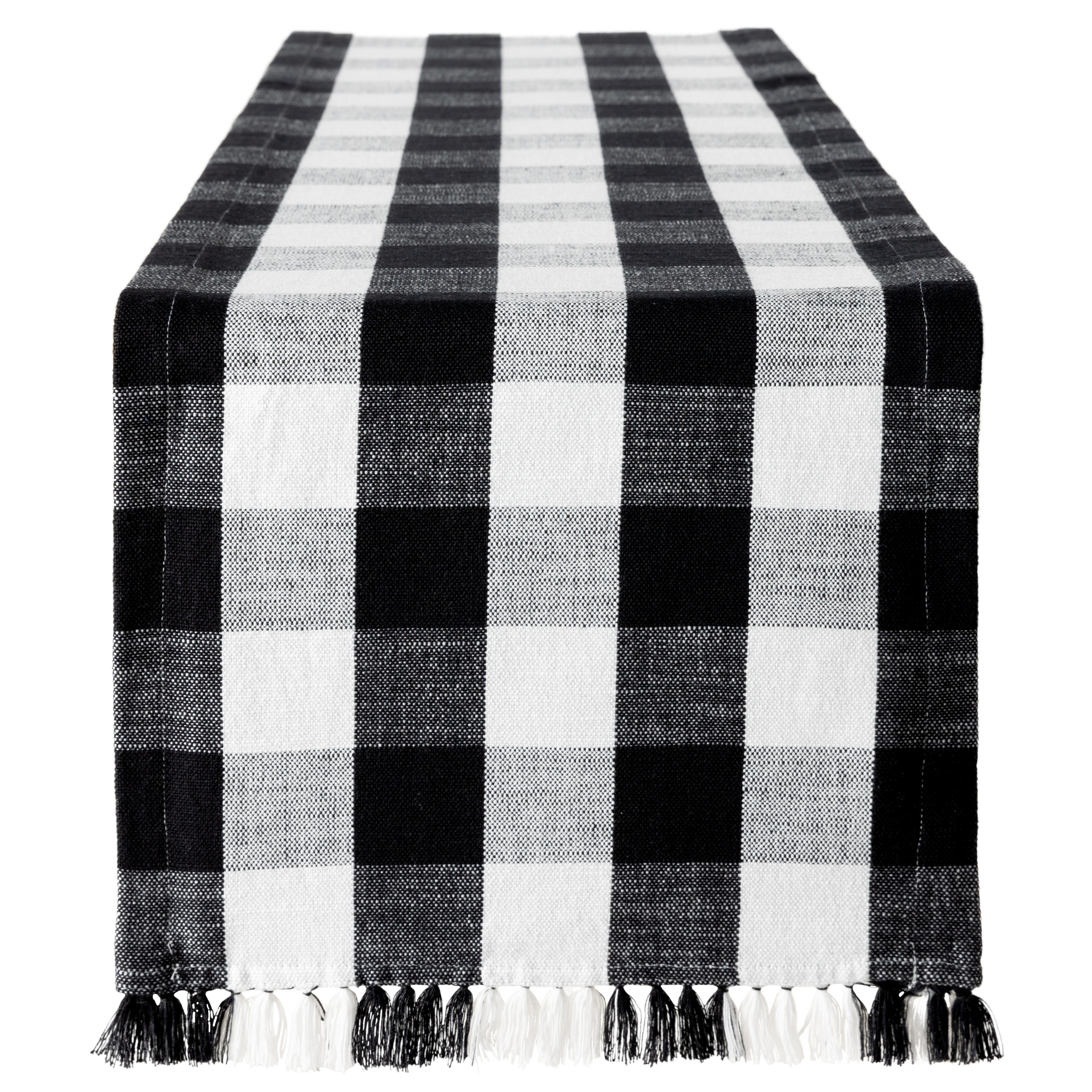 Mainstays Buffalo Plaid Woven Cotton Runner, Black and White, 1 Count | Walmart (US)