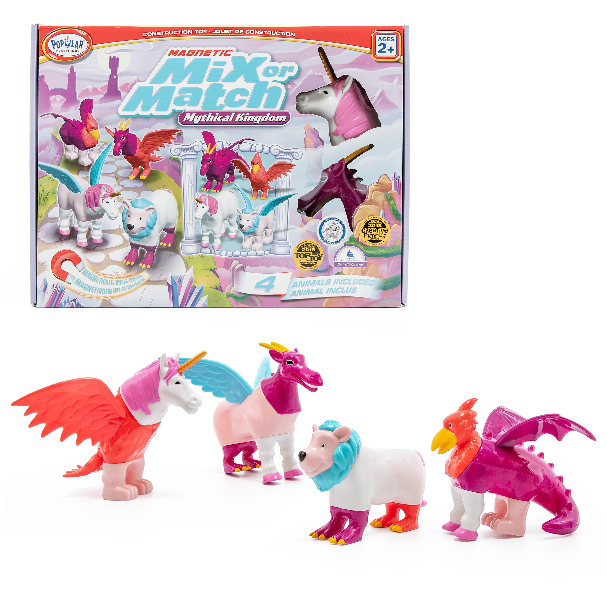 POPULAR PLAYTHINGS Magnetic Animals for Toddlers 1-3, Mix or Match Mythical Toys, Set of 4 Gift f... | Amazon (US)