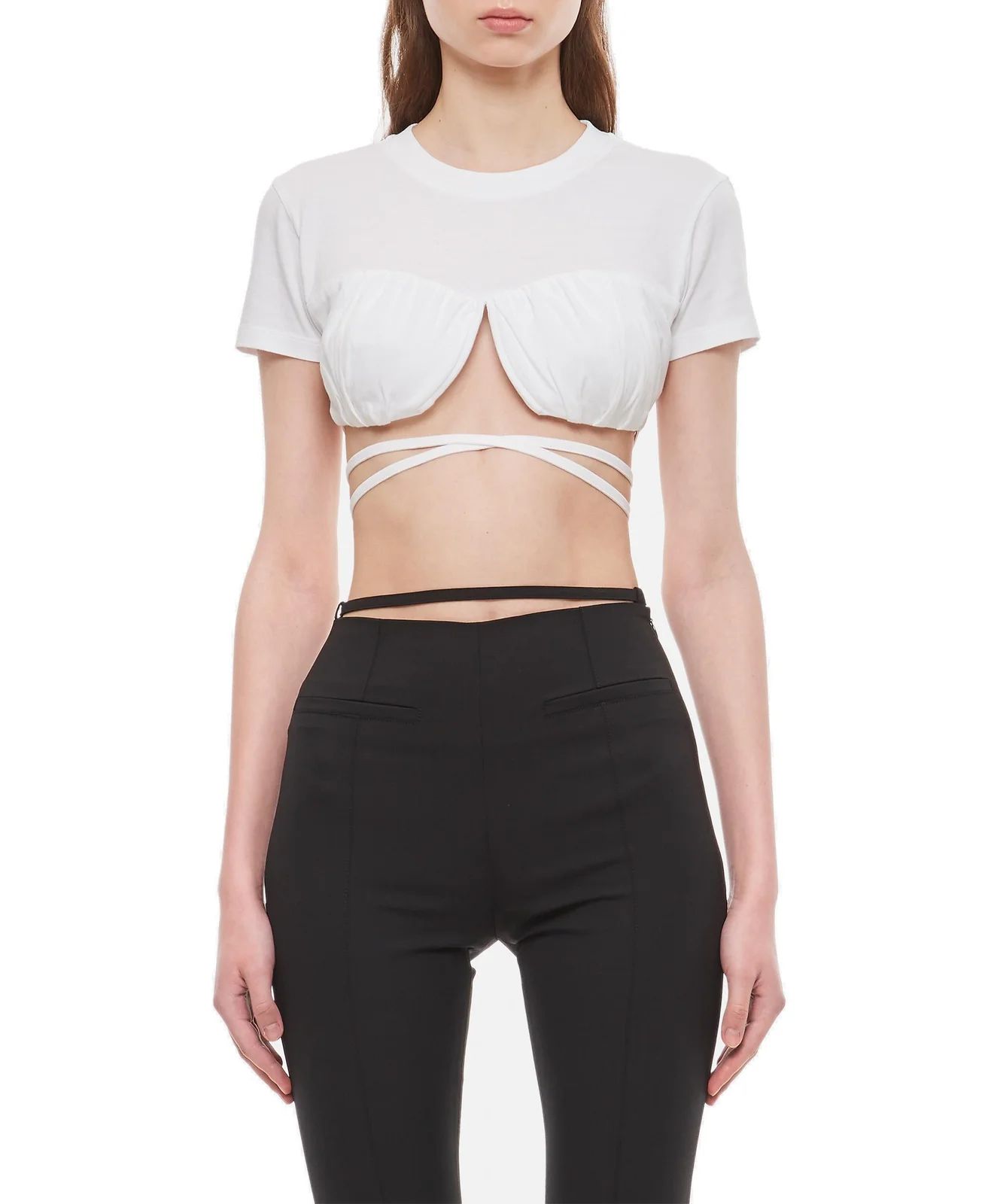 Jacquemus Wrap Around Cropped Fitted T-Shirt | Cettire Global