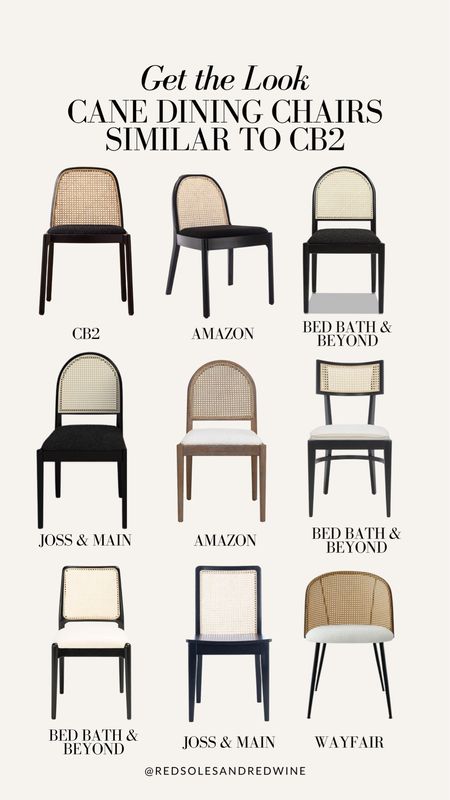Similar CB2 cane dining chairs, cane chairs, black dining chairs, natural dining chairs, boucle chairs 

#LTKhome #LTKstyletip