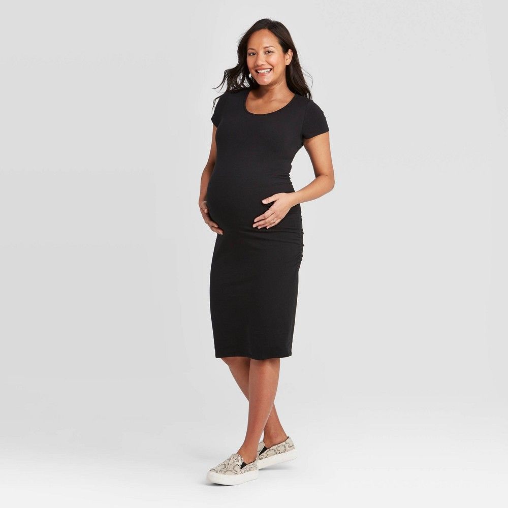 Short Sleeve T-Shirt Maternity Dress - Isabel Maternity by Ingrid & Isabel Dark Black S | Target