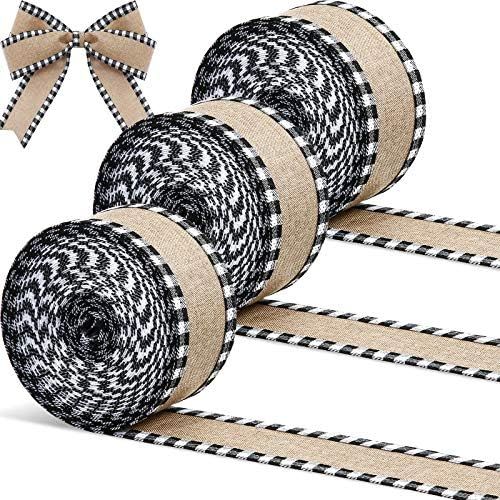 30 Yards x 2 Inch Christmas Wired Edge Ribbon Buffalo Plaid Ribbons Burlap Fabric Craft Ribbon Na... | Amazon (US)