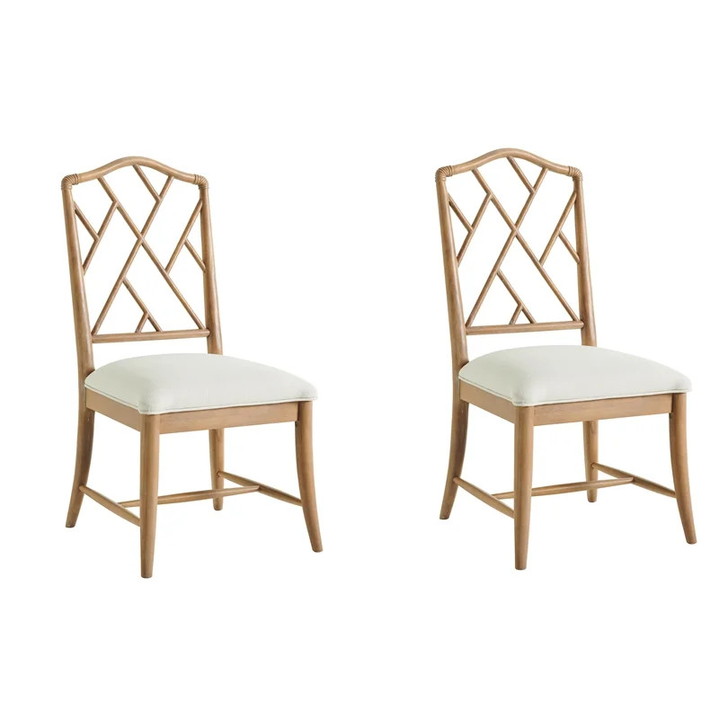 Universal Furniture Set of 2 Solid Wood Chippendale Chairs in Sandy Tan Finish | Walmart (US)