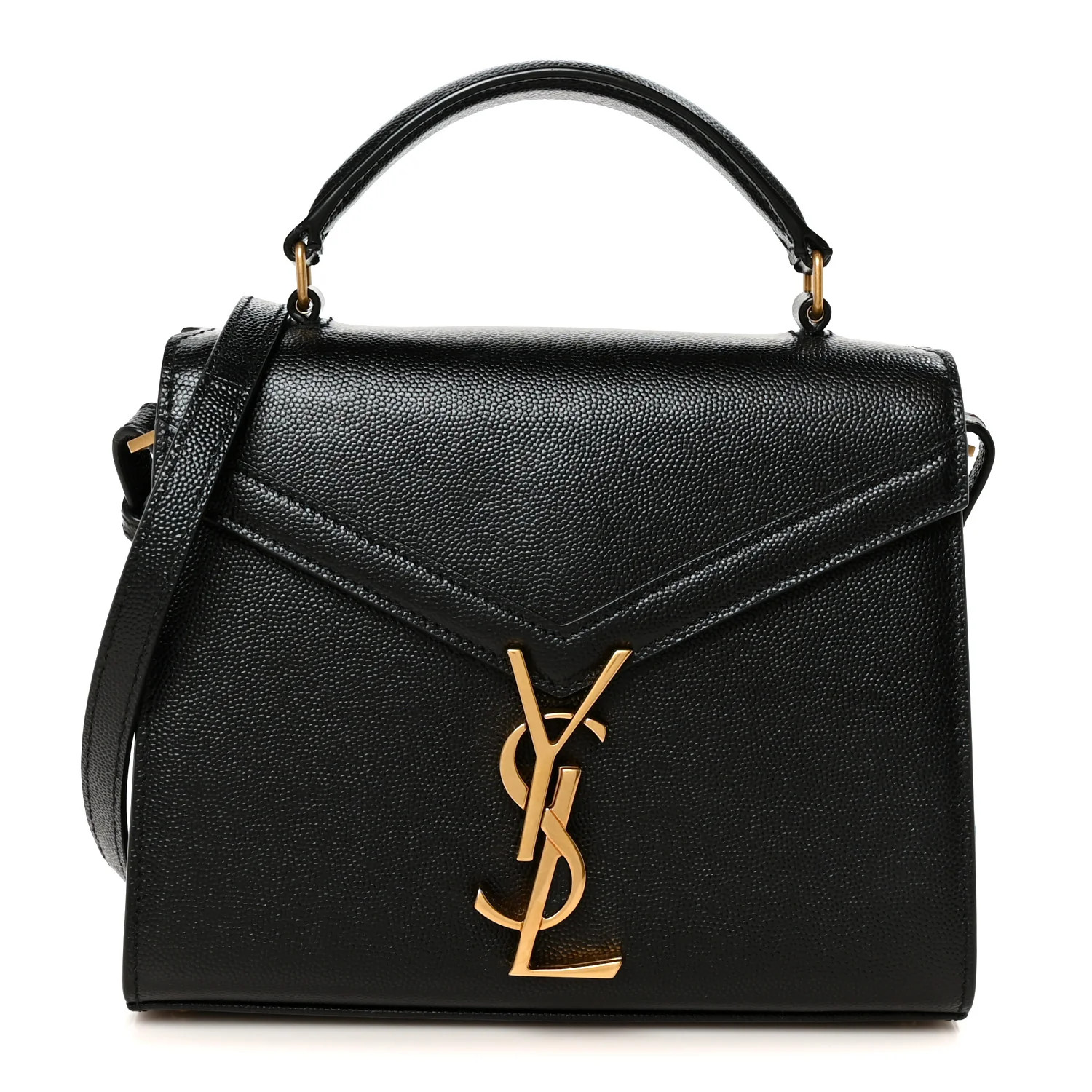 Saint Laurent Grain de Poudre Mini Classic Monogram Cassandra Top Handle Black | FASHIONPHILE (US)