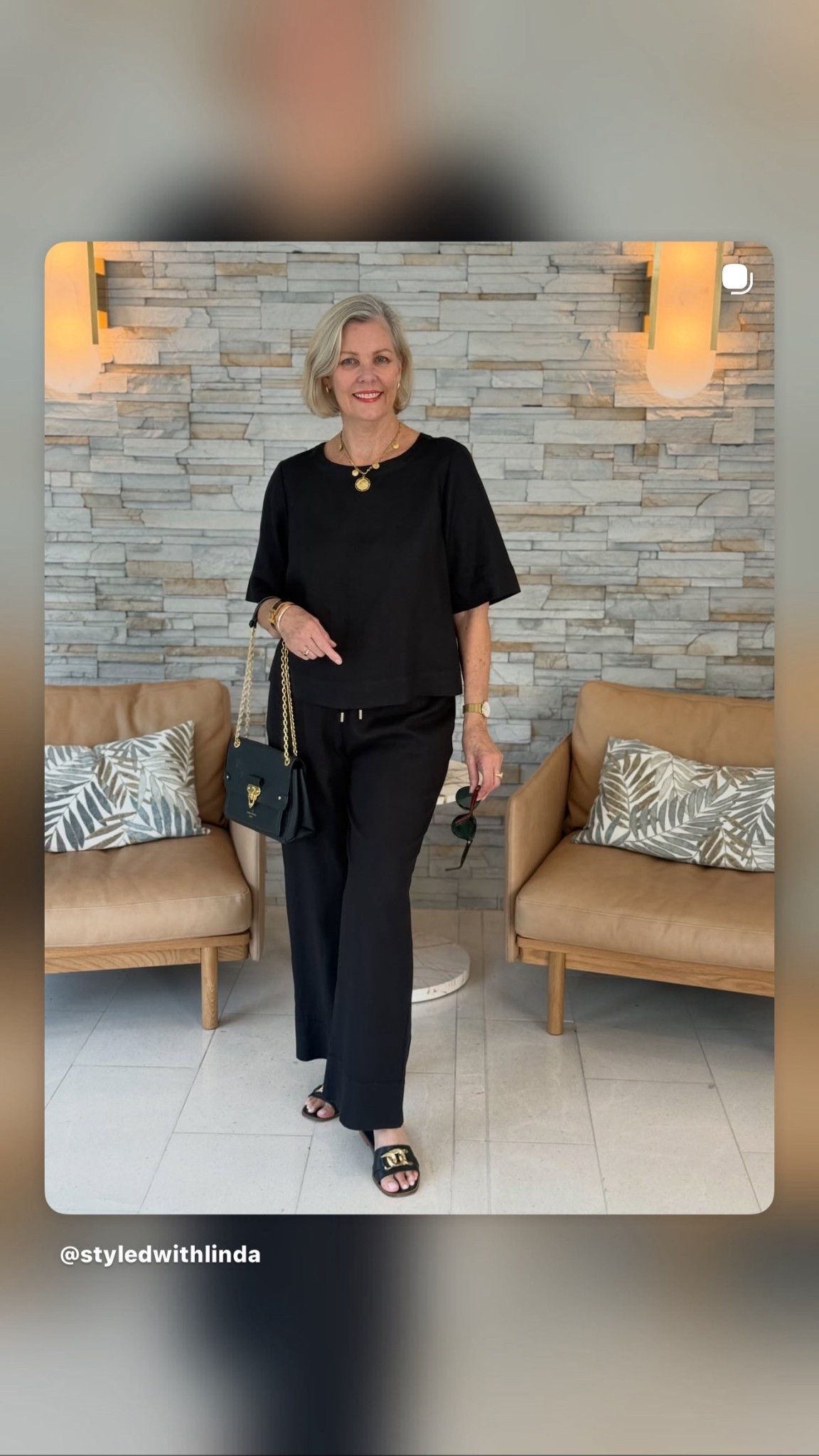 BLACK LINEN WITH GOLD DETAILS 

Simple black linen always feels right, especially when the gold accessories add that finishing touch.
Light breathable linen, a relaxed fit and pieces that move easily through warm days.
The gold details elevate the whole look and make it feel put together.
Easy, comfortable and quietly chic, the type of outfit that never lets me down.

Linda 175cms wears Size 10

#LTKover50style #LTKaustralia #LTKsummer