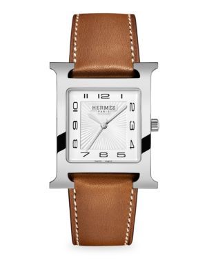 Heure H 30.5MM Stainless Steel & Leather Strap Watch | Saks Fifth Avenue