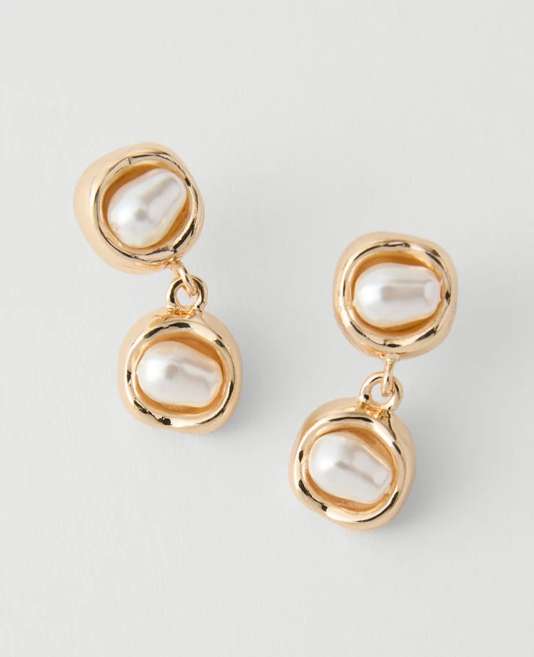 Double Pearl Drop Earrings | Ann Taylor