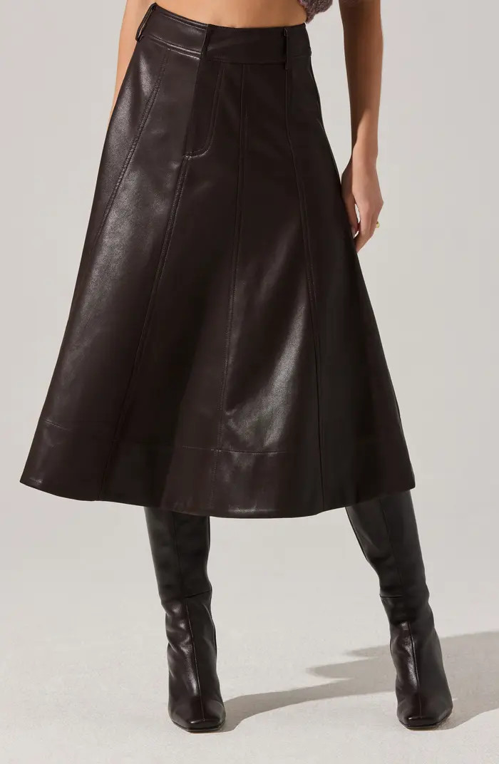 Zhuri Faux Leather A-Line Midi Skirt | Nordstrom