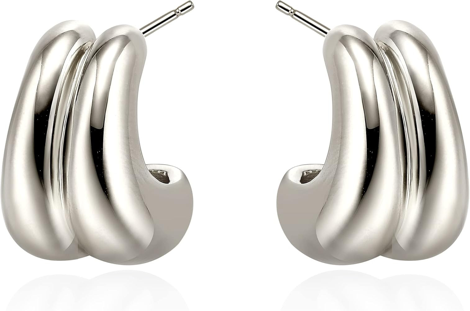 Gold Hoop Earrings for Women Girls 18K Gold Plated Chunky Hoop Earrings Statement Lightweight Thi... | Amazon (US)