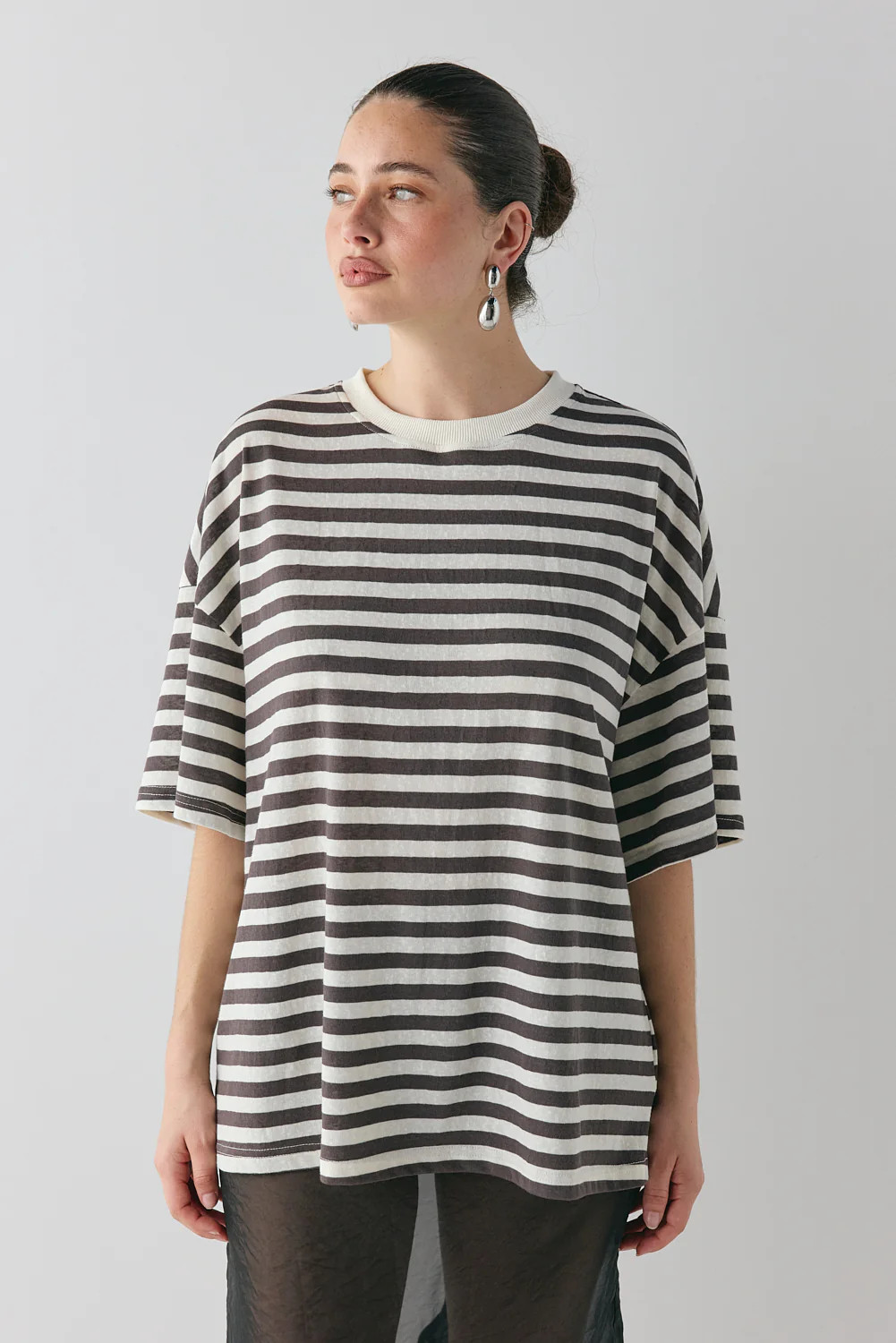 Willow Tee Charcoal Stripe | VRG Grl