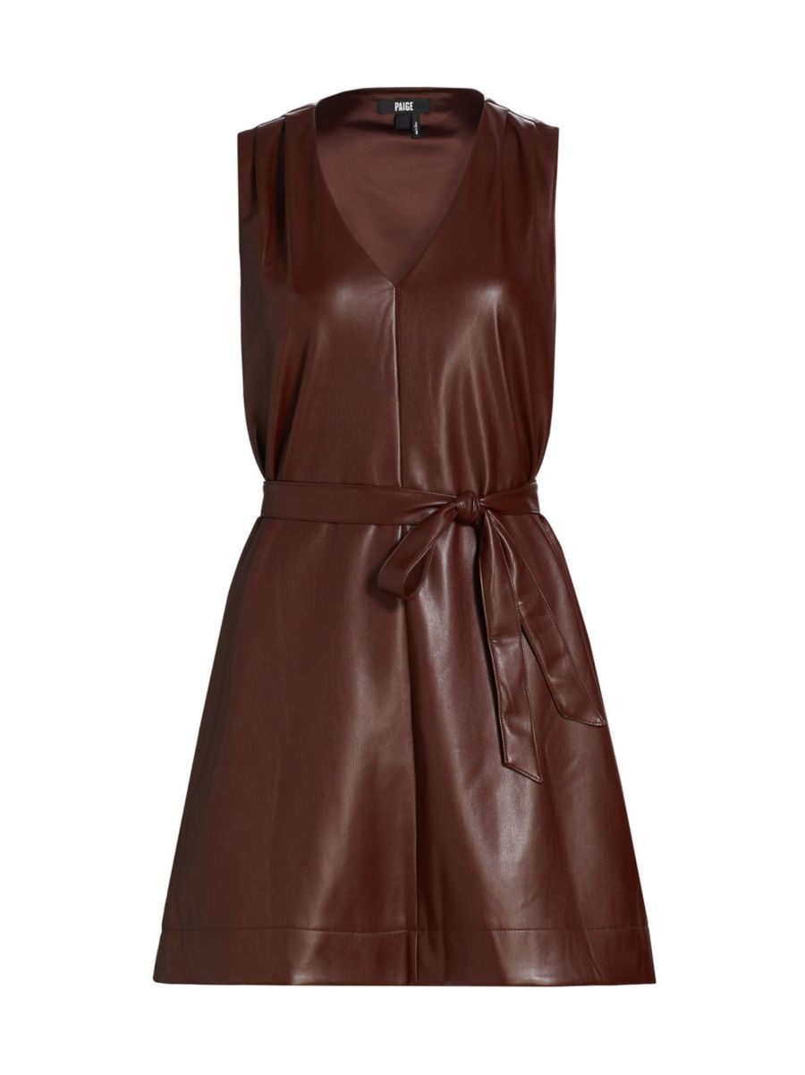 Alessi V-Neck Faux Leather Dress | Saks Fifth Avenue