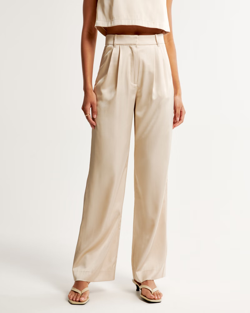 A&F Sloane Tailored Satin Pant | Abercrombie & Fitch (US)