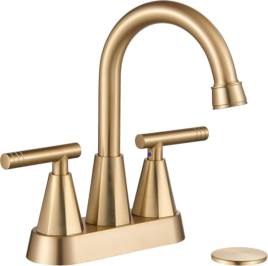 Cobbe Brushed Gold Bathroom Faucets, 4-Inch Bathroom Sink Faucet, 2 Handle Sink Faucet with Pop U... | Amazon (US)