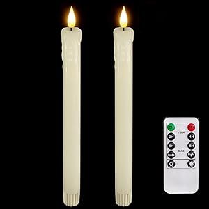 Homemory 2 PCS Flameless Taper Candles with Remote and Timer, 9.6 inch Ivory LED Candle Sticks Ba... | Amazon (US)