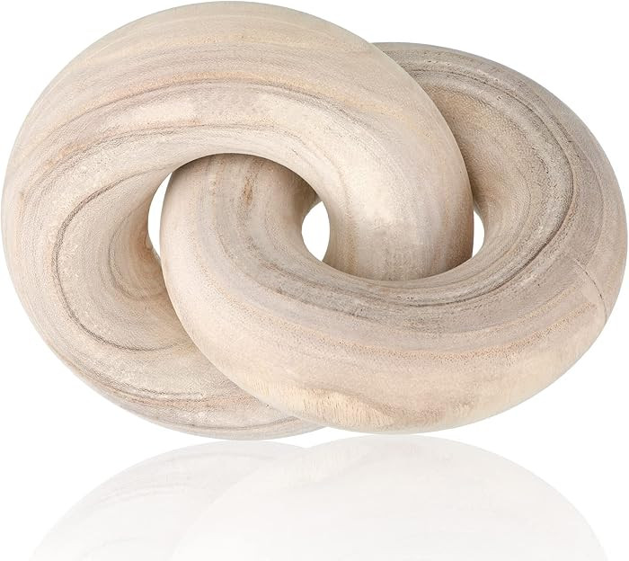 2 Link Wood Chain Link Decor Coffee Table Wooden Knot Decor Hand Carved Modern Farmhouse Ornament... | Amazon (US)