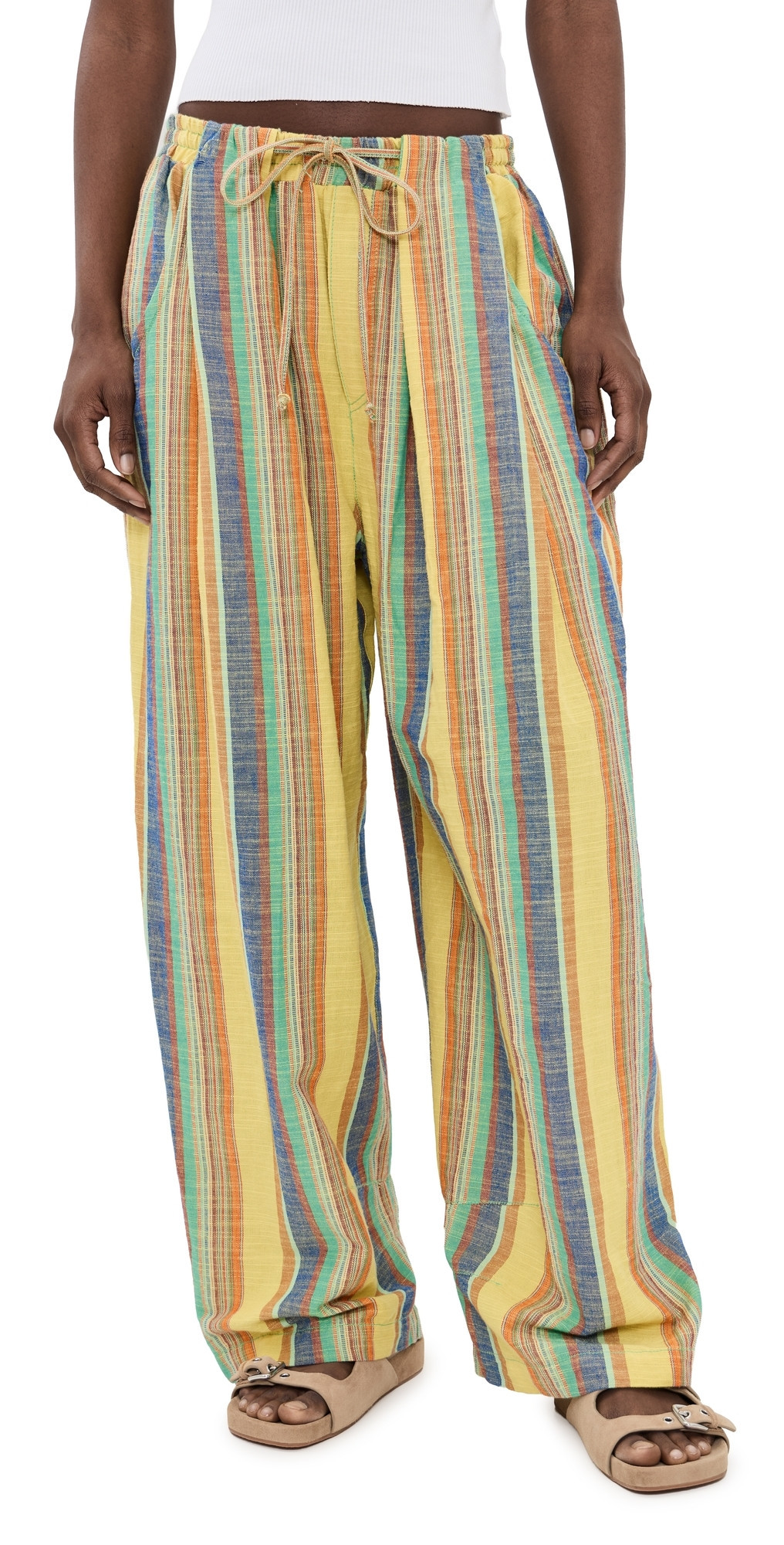 Free People Chambers Laid Back Pants Butter Yellow Combo L | Shopbop