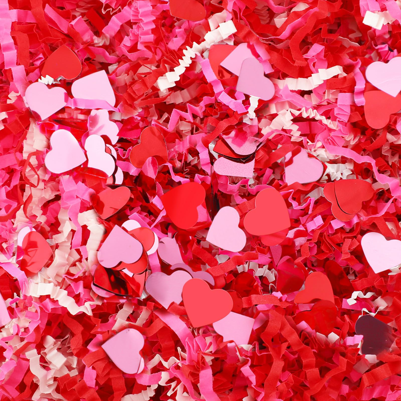 Jansun Valentine's Day Red Pink White Crinkle Cut Paper, 115g/4oz Shred Filler with Red Pink Hear... | Amazon (US)