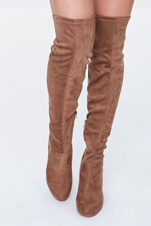 Faux Suede Bow Thigh-High Boots | Forever 21 | Forever 21 (US)