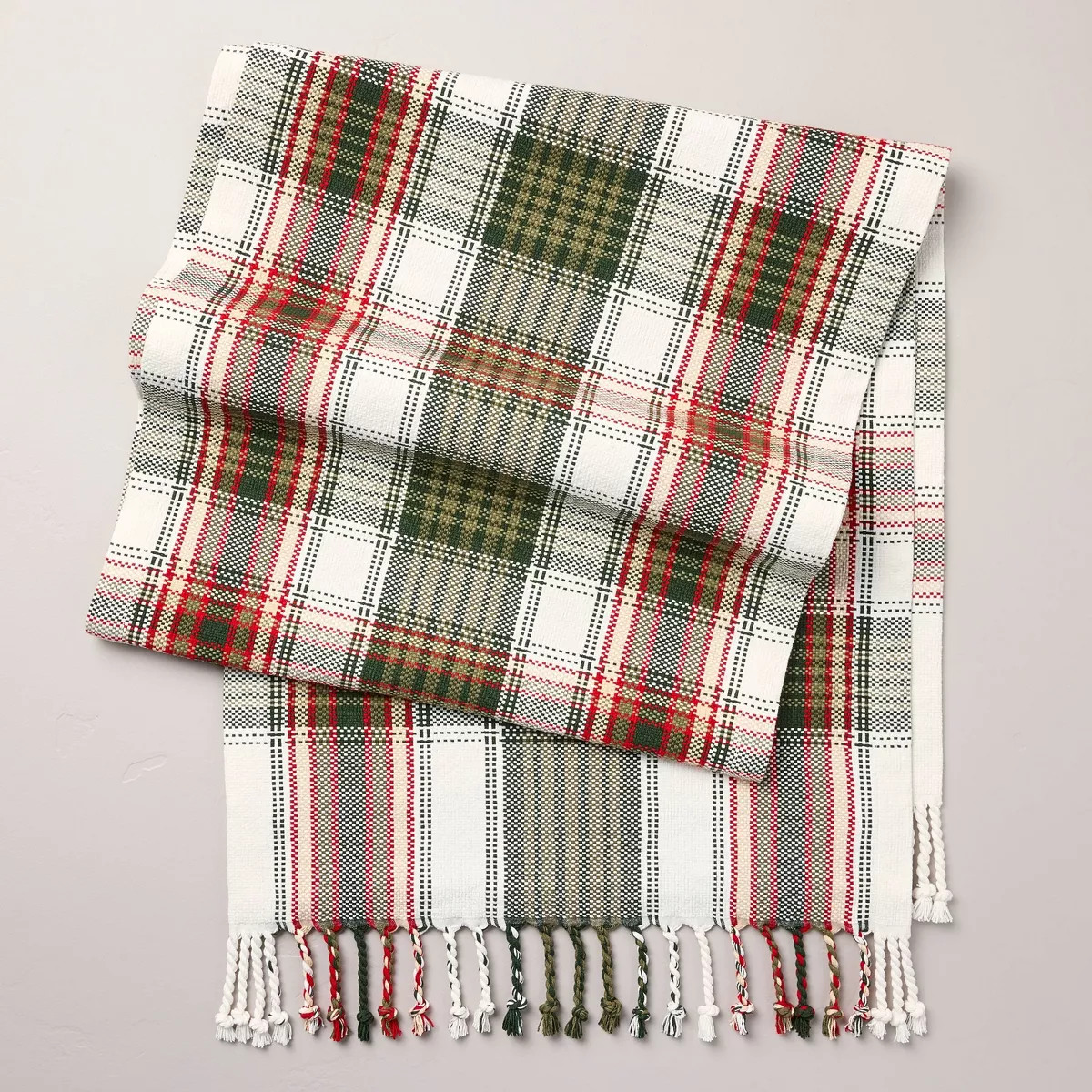 20"x90" Tartan Christmas Plaid Cotton Table Runner Green/Red/White - Hearth & Hand™ with Magnol... | Target