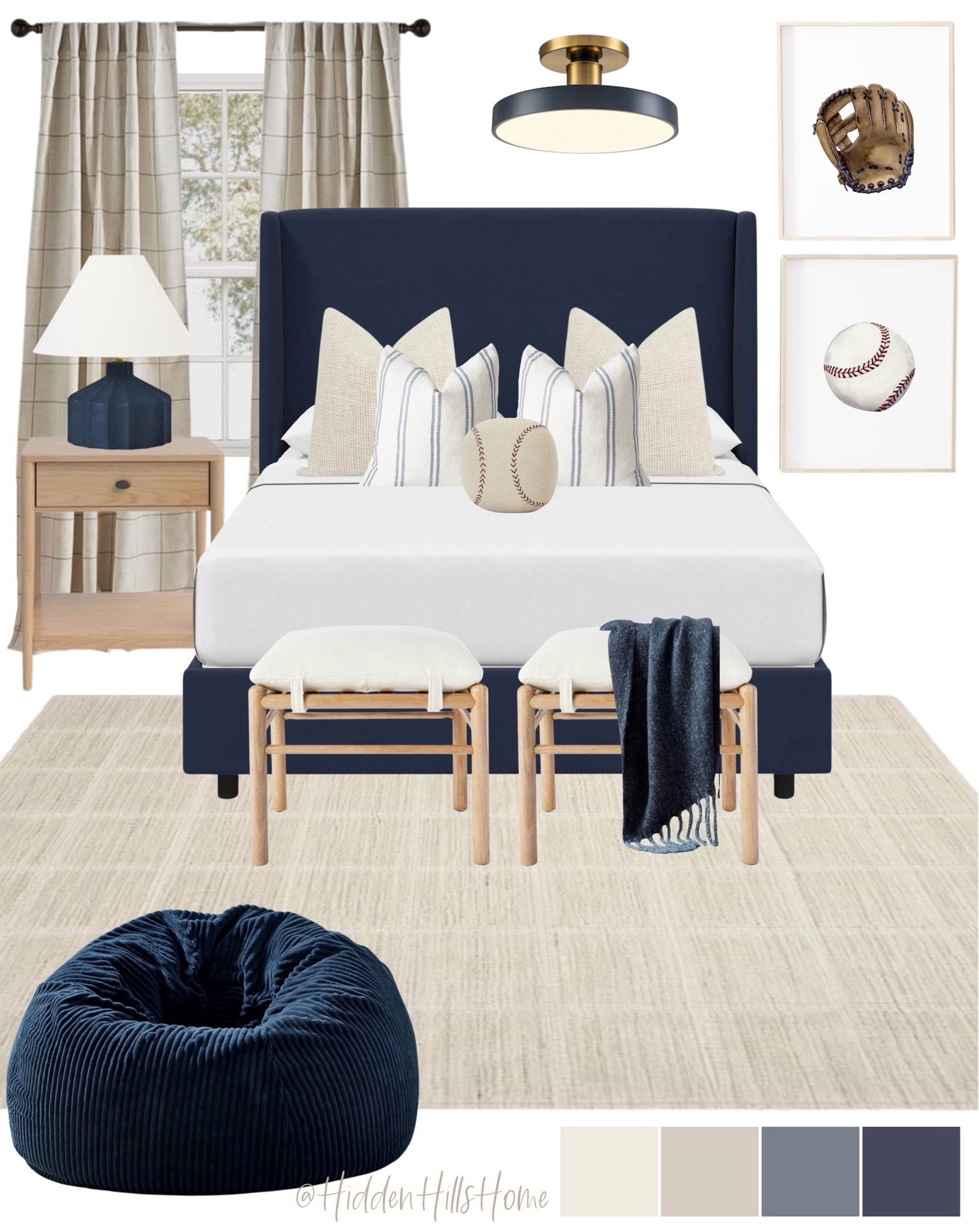 Boys baseball bedroom mood board, modern transitional boys sports bedroom mood board, navy blue boys bed, baseball artwork #boys 



#LTKKids #LTKHome #LTKSaleAlert